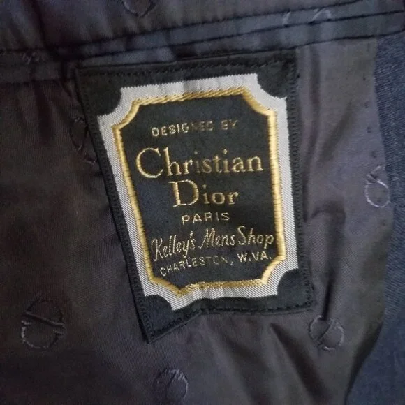 Vintage Christian Dior Dark Blue Navy Sports Coat Pure Virgin Wool Medium - Picture 5 of 6